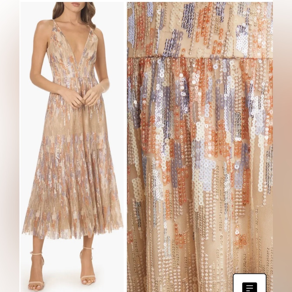 Dress The Population | Sequin Plunge Neck Gown Wedding Guest Dress